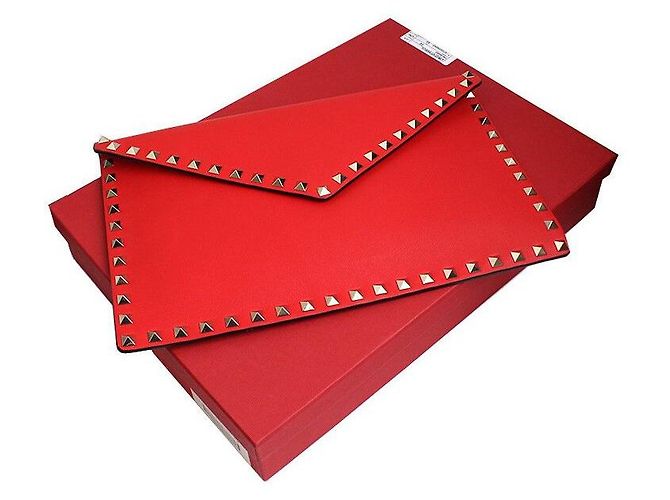 Valentino Borsa Clutch Rossa con Borchie Argento Rosso - vista 6