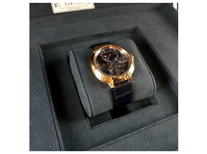 Louis Vuitton Relógio de couro dourado com tourbillon voador Boyaize - vista 2