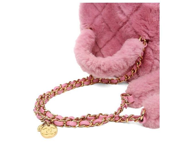 Chanel Borsa Vanity in shearling rosa - vista 10