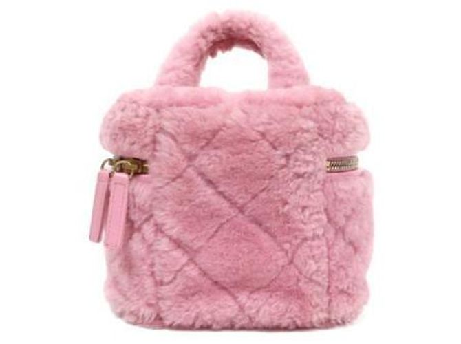 Chanel Borsa Vanity in shearling rosa - vista 3