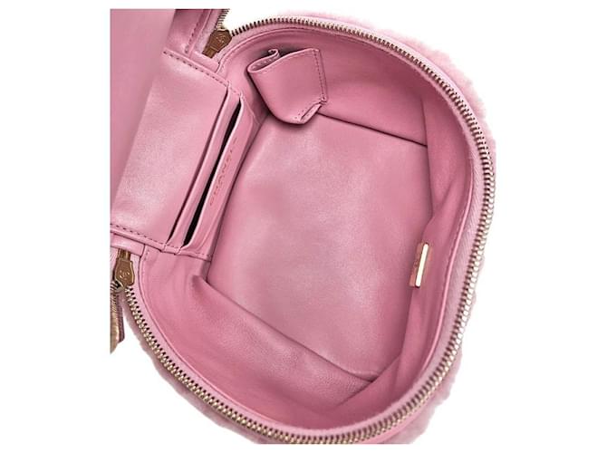 Chanel Borsa Vanity in shearling rosa - vista 5