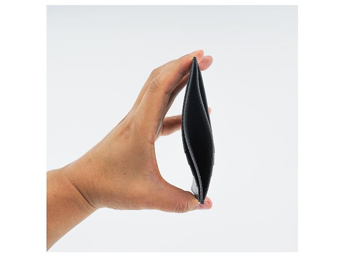 Prada Billetera de tarjeta de cuero negro con logo triangular - Regalo de lujo - vista 8
