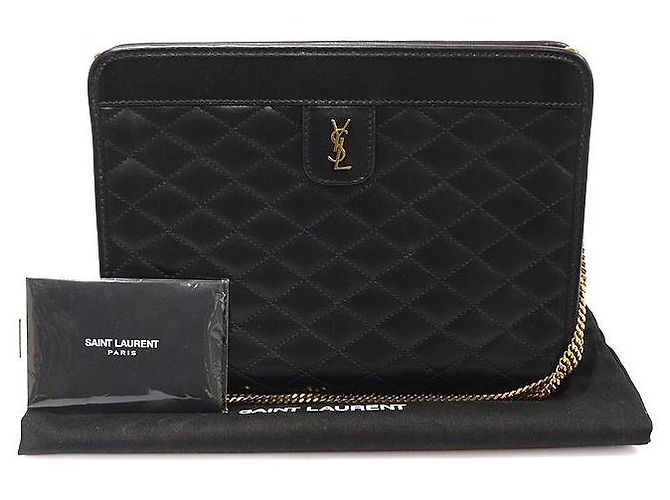 Saint Laurent Black Quilted Lambskin Baby Chain Shoulder Bag Nero - vista 2