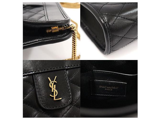 Saint Laurent Black Quilted Lambskin Baby Chain Shoulder Bag Nero - vista 7