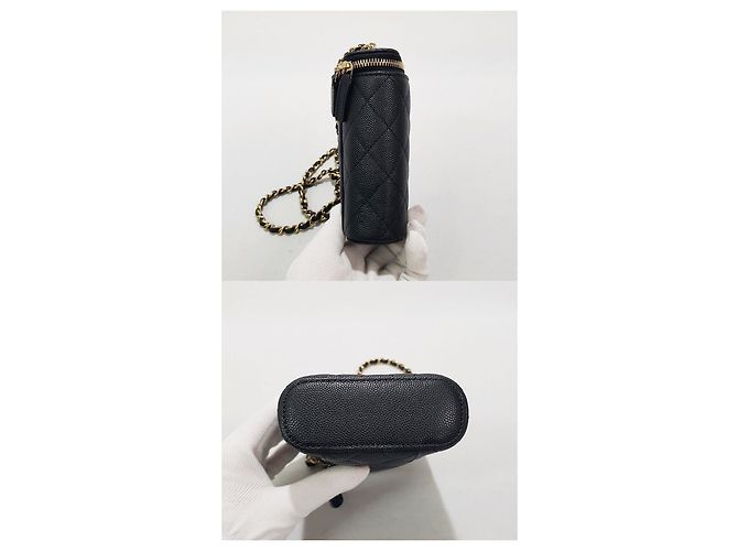 Timeless Chanel Mini borsa da trucco in catena di caviale classica con chip - vista 4