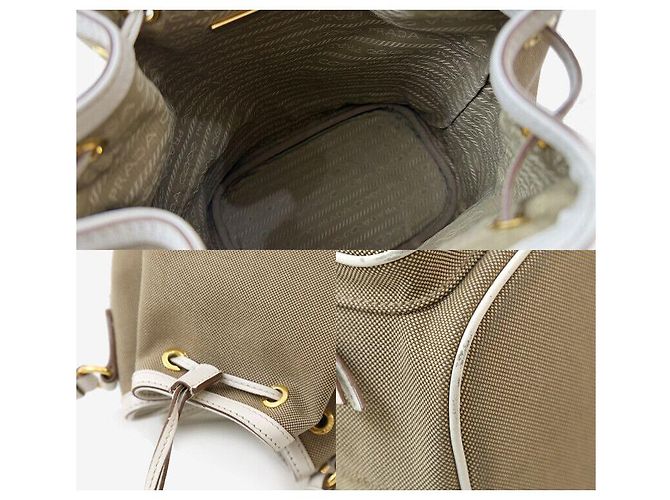 Prada Beige Jacquard Bucket Bag mit Logo - Ansicht 7