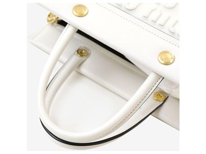Miu Miu Borsa a spalla con logo ricamato bianca Bianco - vista 5
