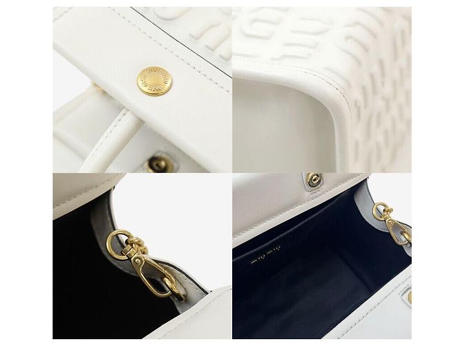 Miu Miu Borsa a spalla con logo ricamato bianca Bianco - vista 7