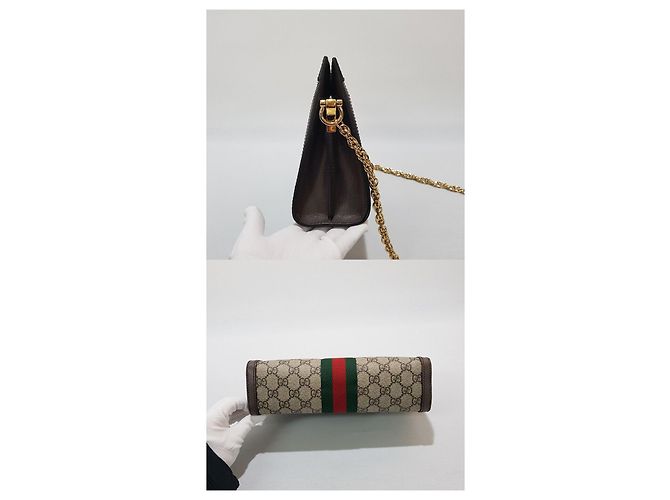 Borsa a tracolla Gucci Ophidia GG Small Chain Marrone - vista 4