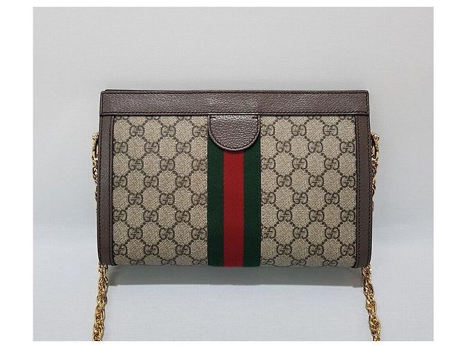 Borsa a tracolla Gucci Ophidia GG Small Chain Marrone - vista 5