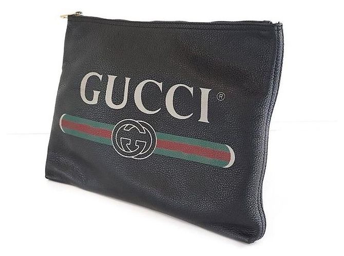 Gucci Medium Portfolio aus Leder mit Logo Schwarz - Ansicht 2