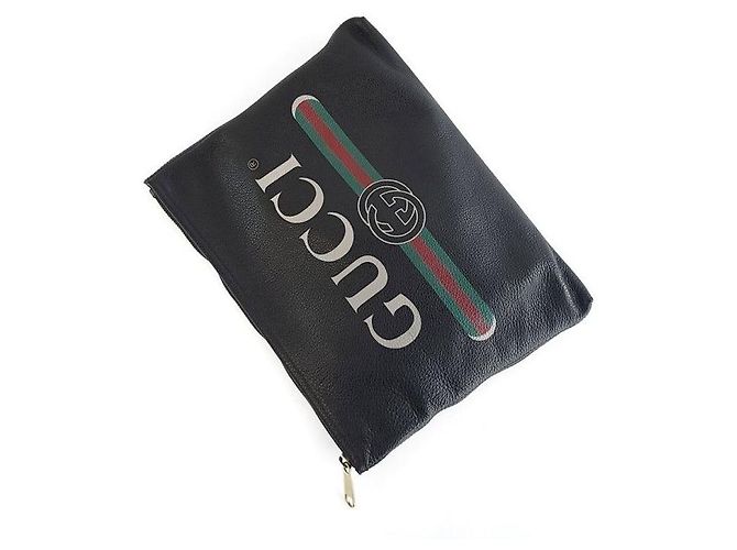 Gucci Medium Portfolio aus Leder mit Logo Schwarz - Ansicht 3