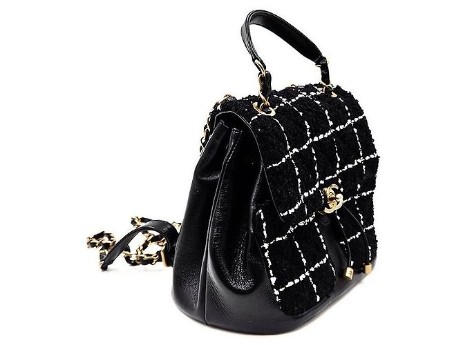 Chanel Wool Tweed Backpack Black - view 3
