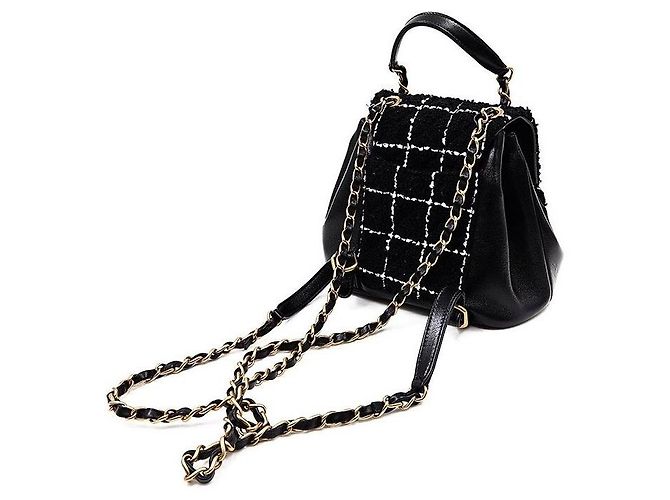 Chanel Wool Tweed Backpack Black - view 4
