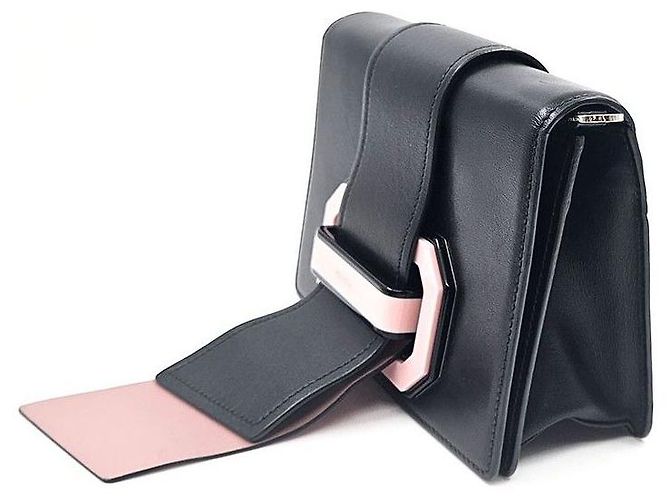 Ribbon Prada Mini borsa a spalla in vitello cittadino con nastro Nero - vista 2