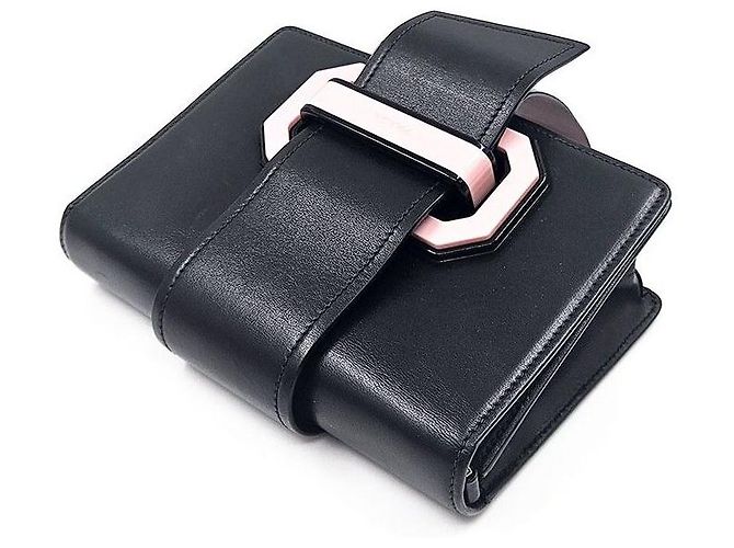 Ribbon Prada Mini borsa a spalla in vitello cittadino con nastro Nero - vista 5