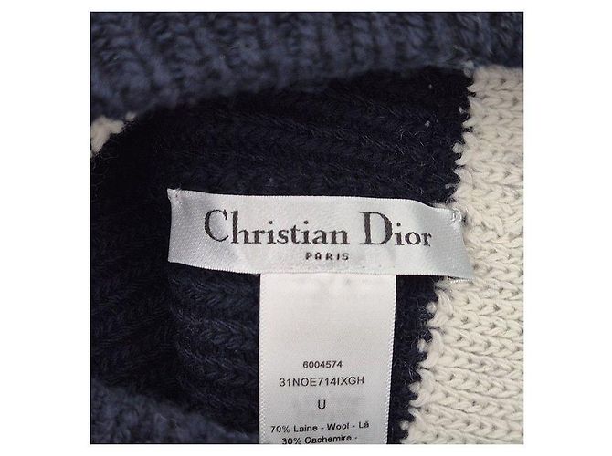 Dior Christian Woll-Kaschmir-Mütze Blau - Ansicht 3