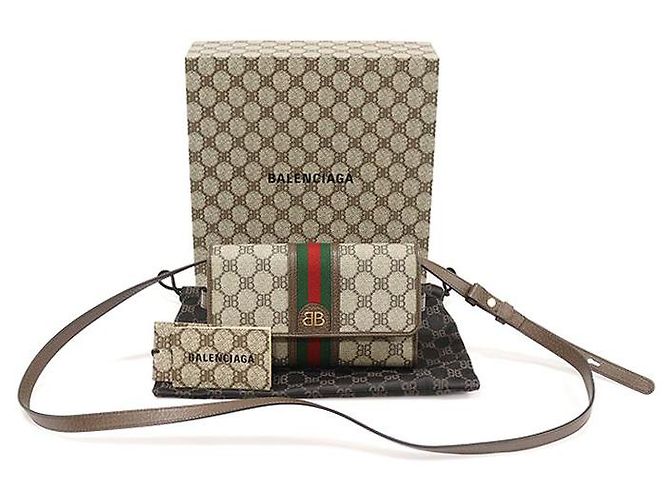 Balenciaga Borsa a Spalla Gucci in Tela Marrone Hacker WEB - vista 3