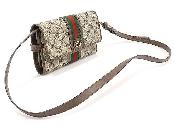 Balenciaga Borsa a Spalla Gucci in Tela Marrone Hacker WEB - vista 4