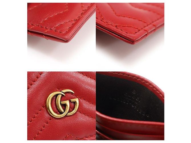 Marmont Gucci Kartenetui aus rotem Chevron-Matelassé-Leder - Ansicht 2