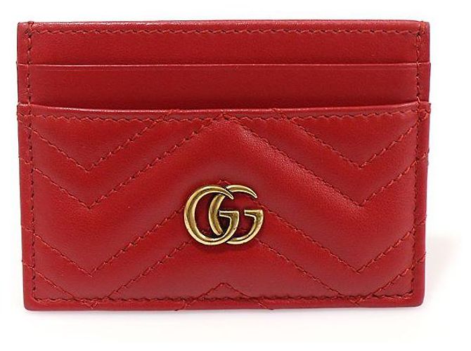Marmont Gucci Kartenetui aus rotem Chevron-Matelassé-Leder - Ansicht 3