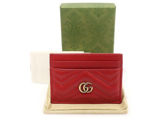 Marmont Gucci Kartenetui aus rotem Chevron-Matelassé-Leder - Ansicht 4