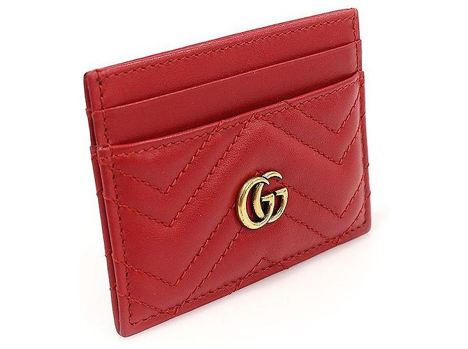 Marmont Gucci Kartenetui aus rotem Chevron-Matelassé-Leder - Ansicht 5