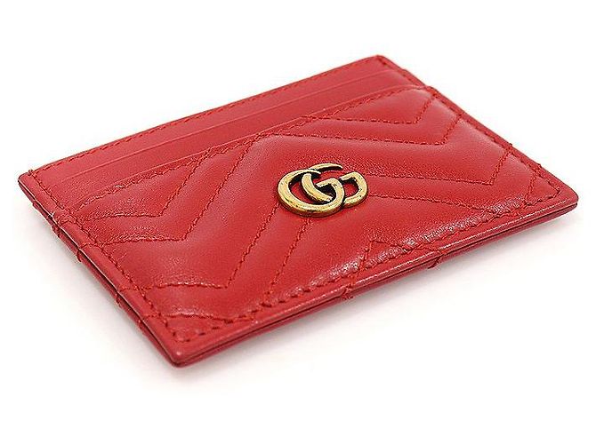 Marmont Gucci Kartenetui aus rotem Chevron-Matelassé-Leder - Ansicht 6