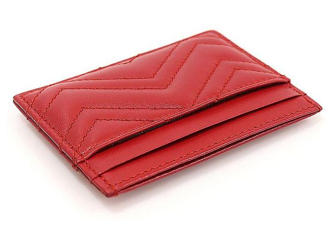 Marmont Gucci Kartenetui aus rotem Chevron-Matelassé-Leder - Ansicht 7