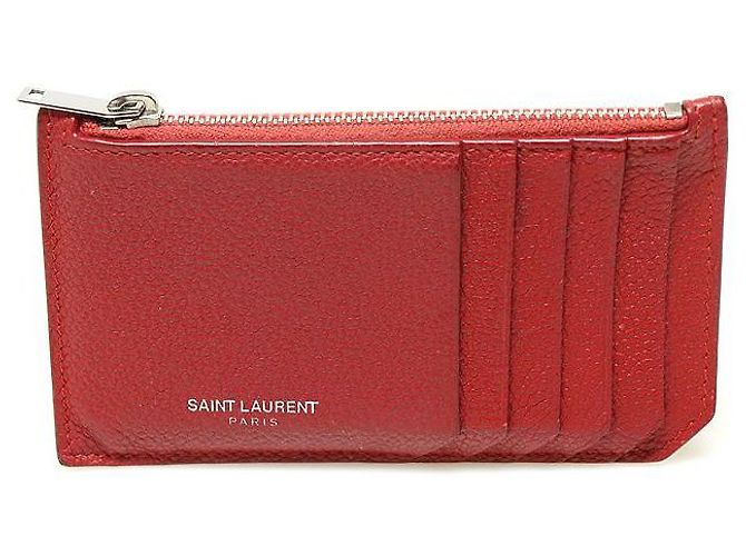 Saint Laurent Funda para tarjetas con cremallera Pragmang roja - vista 2