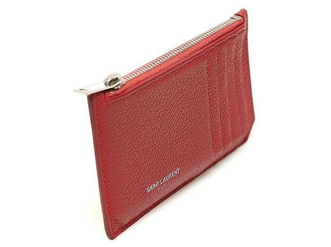 Saint Laurent Funda para tarjetas con cremallera Pragmang roja - vista 3