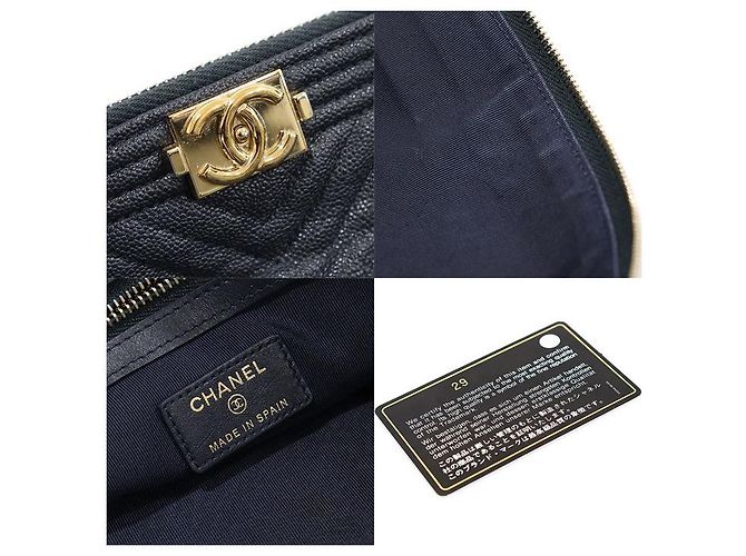 Boy Chanel Clutch Grande in Metallo Dorato Chevron Blu Navy (Serie) - vista 2