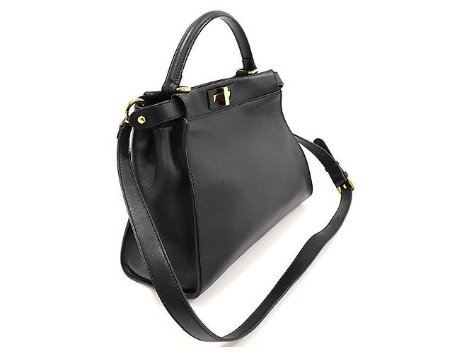 Fendi Peekaboo Regular Medium aus schwarzem Kalbsleder - Ansicht 3