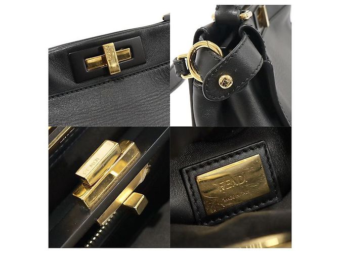 Fendi Peekaboo Regular Medium aus schwarzem Kalbsleder - Ansicht 8