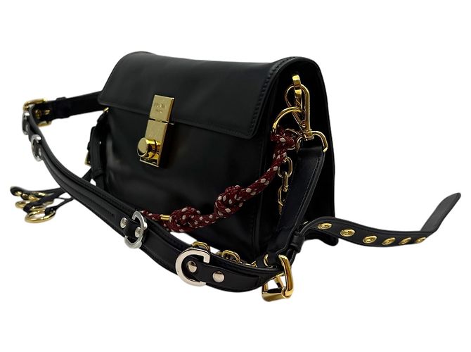Sound Prada Piccola borsa a spalla in pelle morbida con charms Nero - vista 3