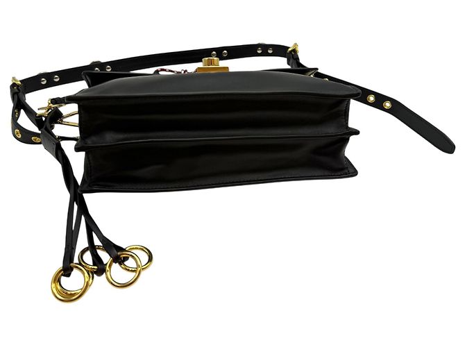 Sound Prada Piccola borsa a spalla in pelle morbida con charms Nero - vista 5