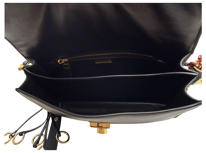 Sound Prada Piccola borsa a spalla in pelle morbida con charms Nero - vista 7