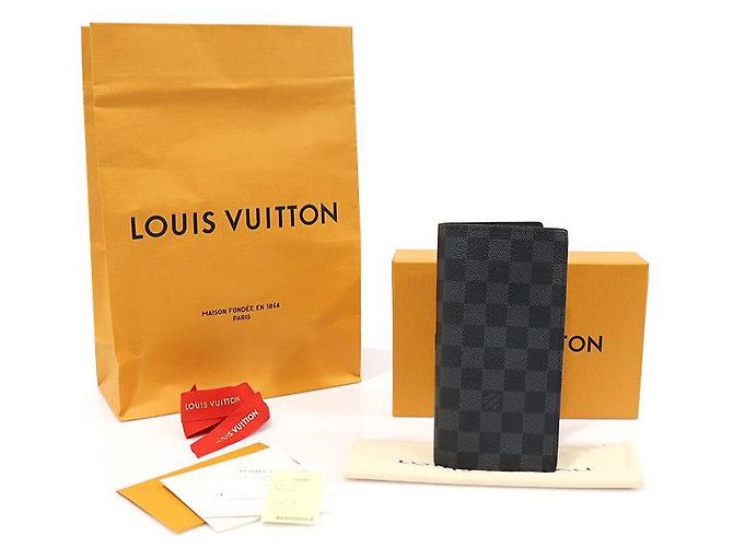 Louis Vuitton Cartera Larga Brazza en Lona Damier Graphite Castaño - vista 2