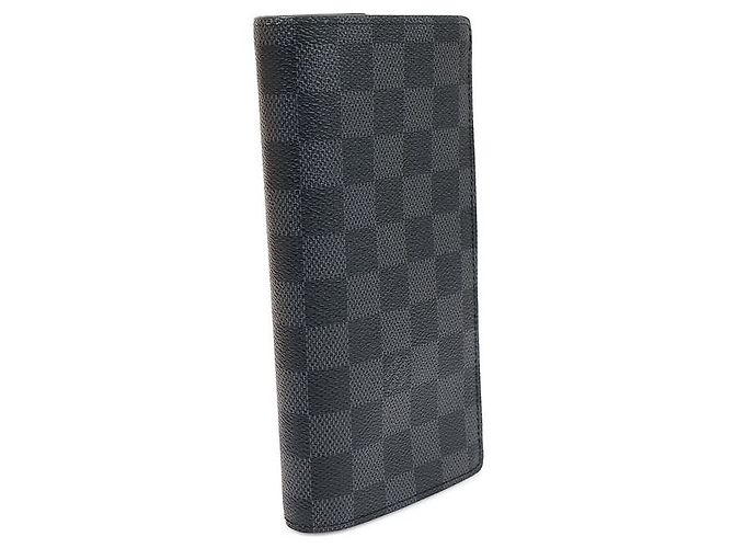 Louis Vuitton Cartera Larga Brazza en Lona Damier Graphite Castaño - vista 3