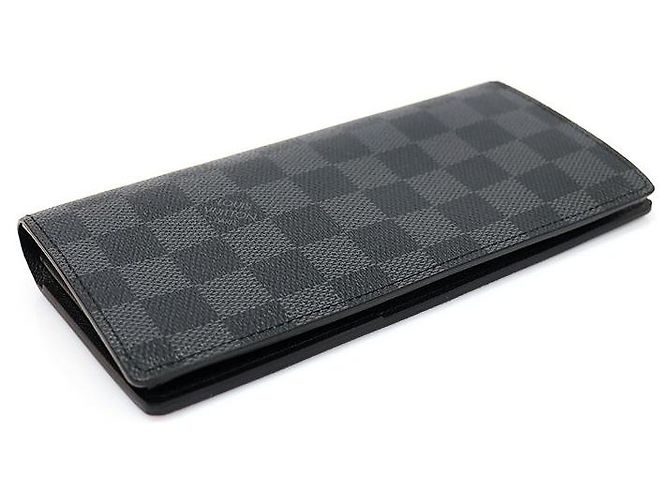Louis Vuitton Cartera Larga Brazza en Lona Damier Graphite Castaño - vista 4
