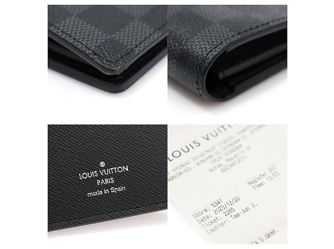 Louis Vuitton Cartera Larga Brazza en Lona Damier Graphite Castaño - vista 7