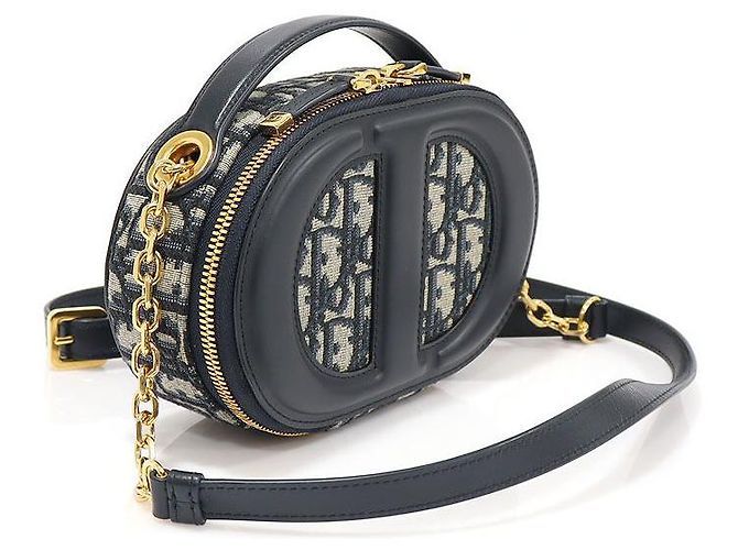 Dior Borsa Tote Ovale in Jacquard Obliquo Blu CD Signature - vista 3