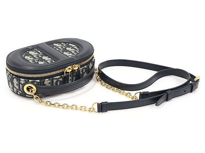 Dior Borsa Tote Ovale in Jacquard Obliquo Blu CD Signature - vista 4