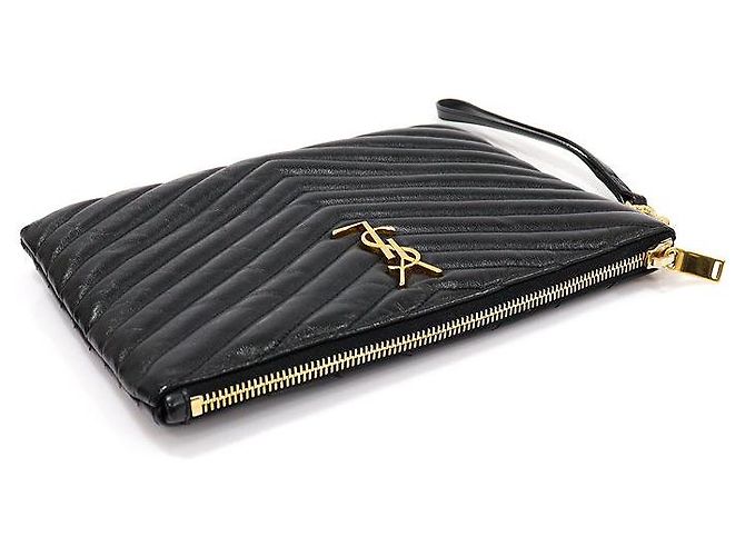 Saint Laurent Pochette a tracolla classica in matelassé nero con monogramma - vista 4