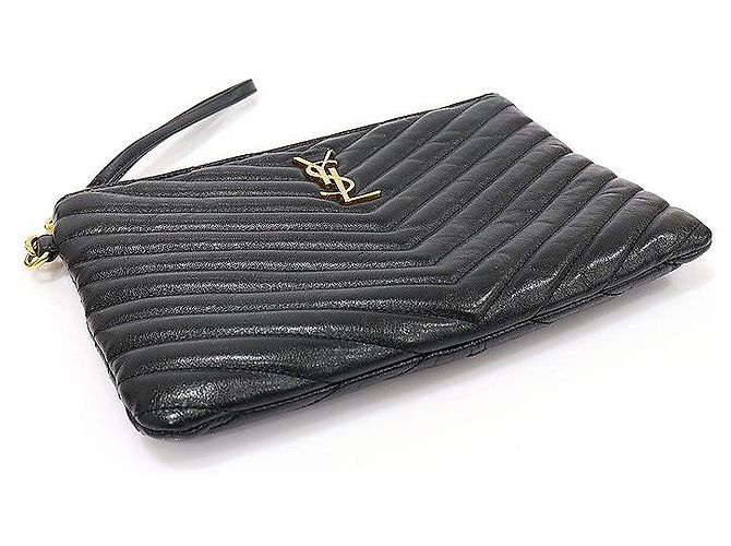 Saint Laurent Pochette a tracolla classica in matelassé nero con monogramma - vista 5