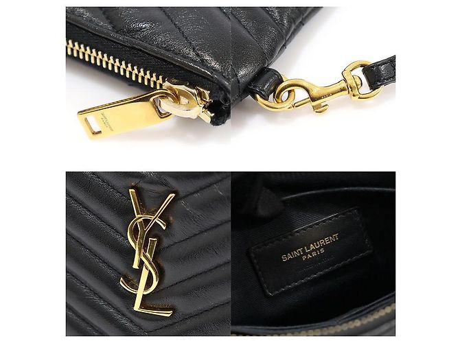 Saint Laurent Pochette a tracolla classica in matelassé nero con monogramma - vista 7