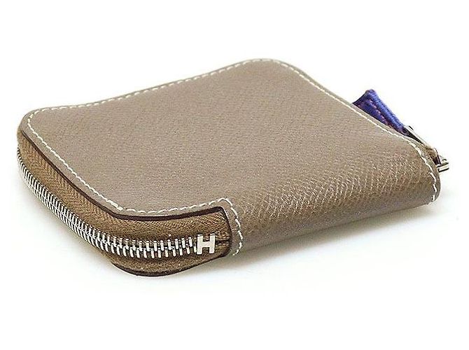 Hermès Monedero de cuero Epsom Etoupe con seda Ajap - Change Purse Coin Wallet Stamp - vista 5