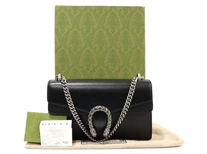 Gucci Borsa a spalla piccola in pelle nera con cristalli Dionysus Nero - vista 2