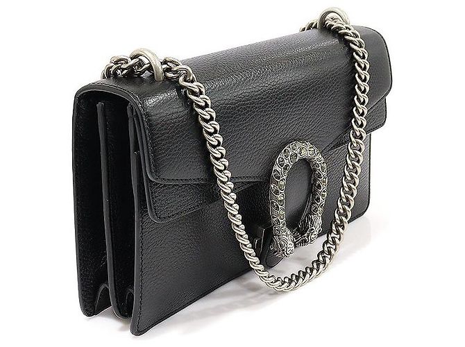 Gucci Borsa a spalla piccola in pelle nera con cristalli Dionysus Nero - vista 3