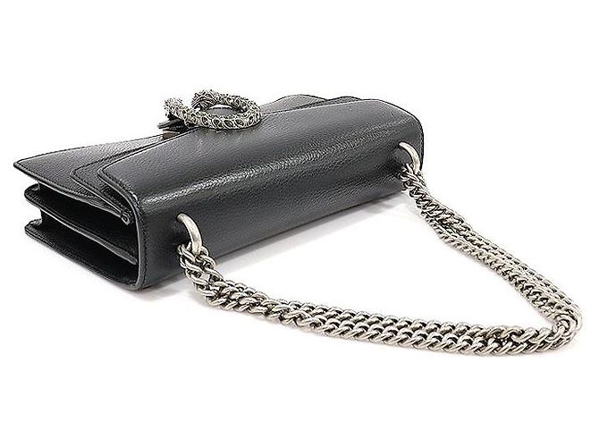 Gucci Borsa a spalla piccola in pelle nera con cristalli Dionysus Nero - vista 4